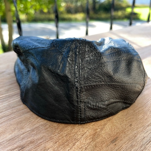 Newsboy Cap (Black) Leather Shell/Fabric Lining-unbranded - Picture 3 of 7